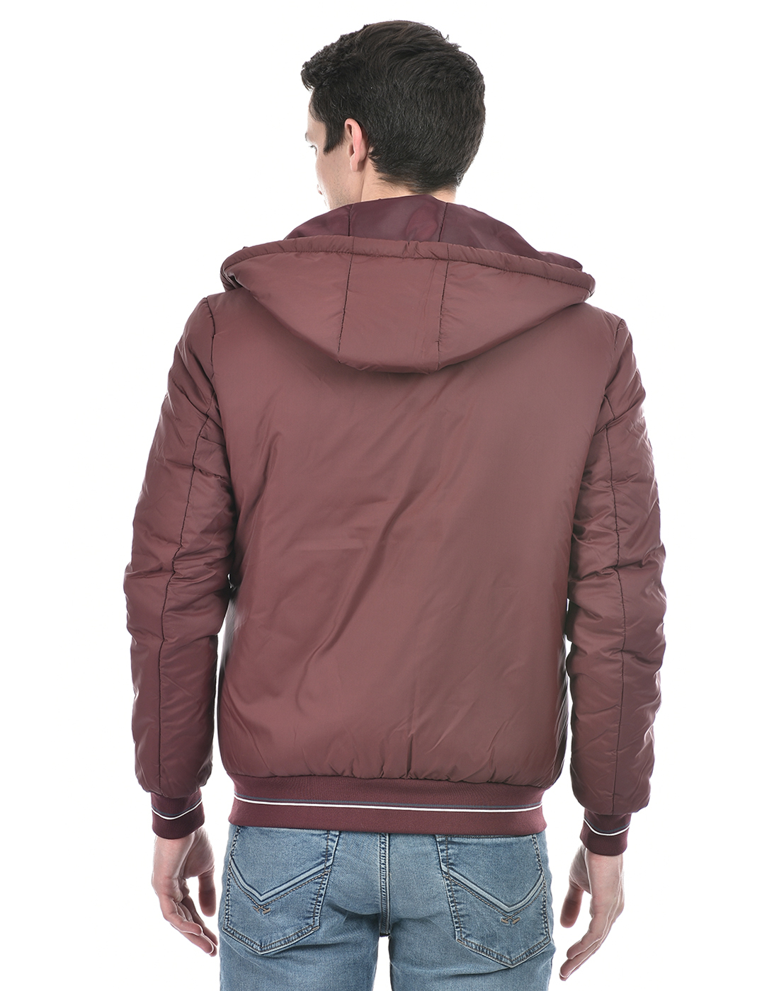 Numero Uno Men Striped Maroon Jacket
